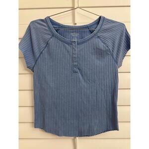 American eagle blue cropped babydoll tee size Large